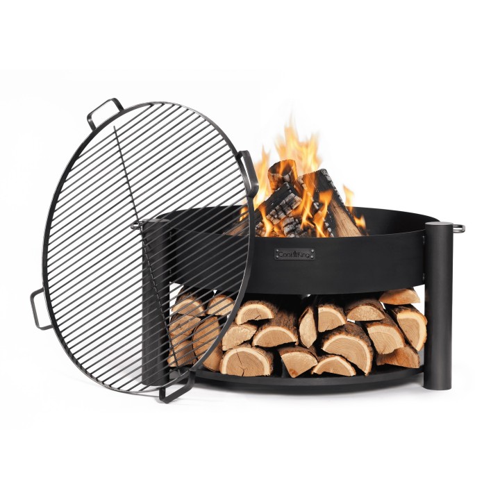 ENSEMBLE : Brasero de jardin « MONTANA » 80 cm avec grille de cuisson 80 cm avec 4 poignées pour Cook King - Réf 111248/111273