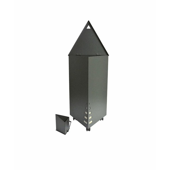 Coffre à pellet à roulettes avec pelle anthracite MIRA - Réf 5660157H65