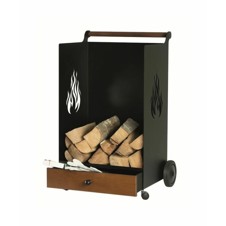 Porte bûche à roulettes noir JUZA - Réf 5650500F