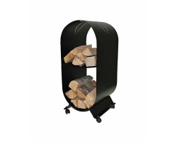 Porte buches à roulettes noir LIBERTAS - Réf 5650152