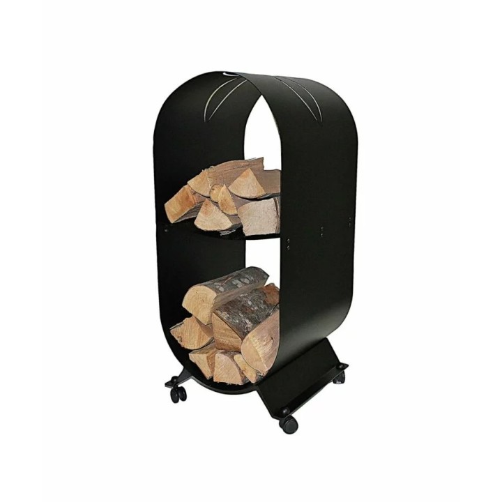 Porte buches à roulettes noir LIBERTAS - Réf 5650152