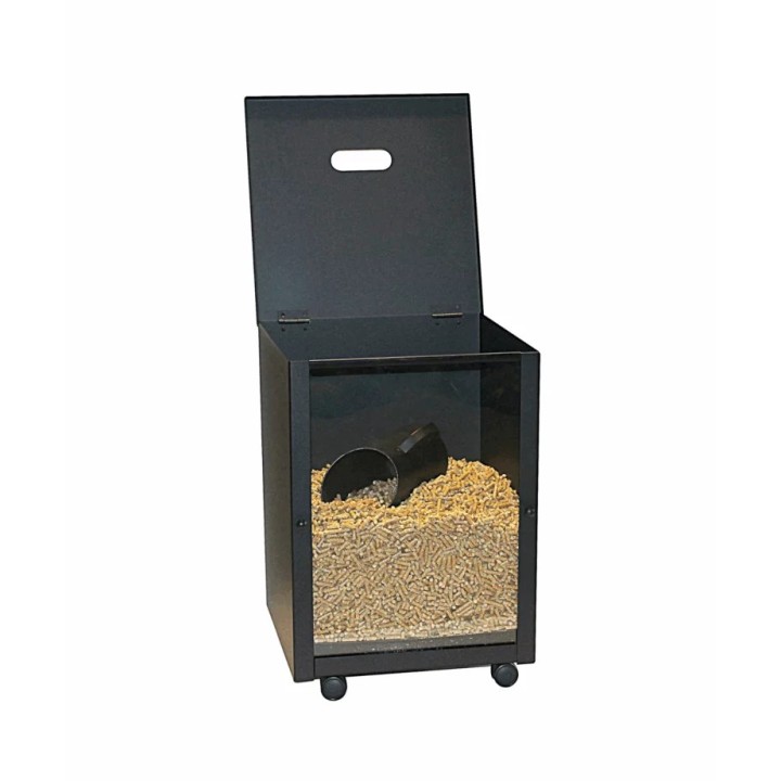 Coffre à pellet à roulettes noir PIKOK - Réf 5650118