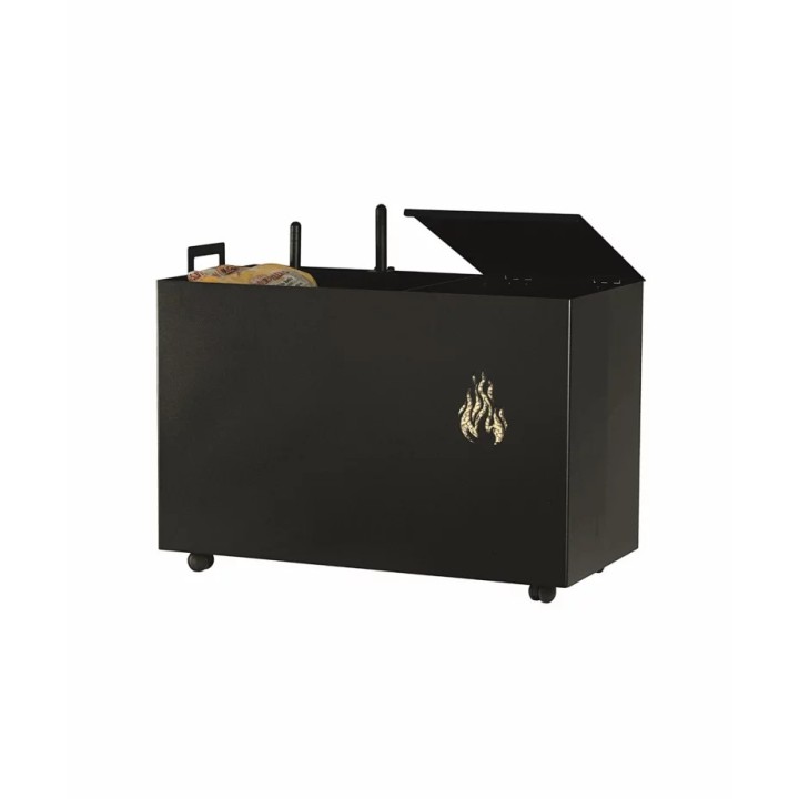 Coffre à pellet à roulettes avec accessoires pelle brosse noir SHAULA - Réf 5650104