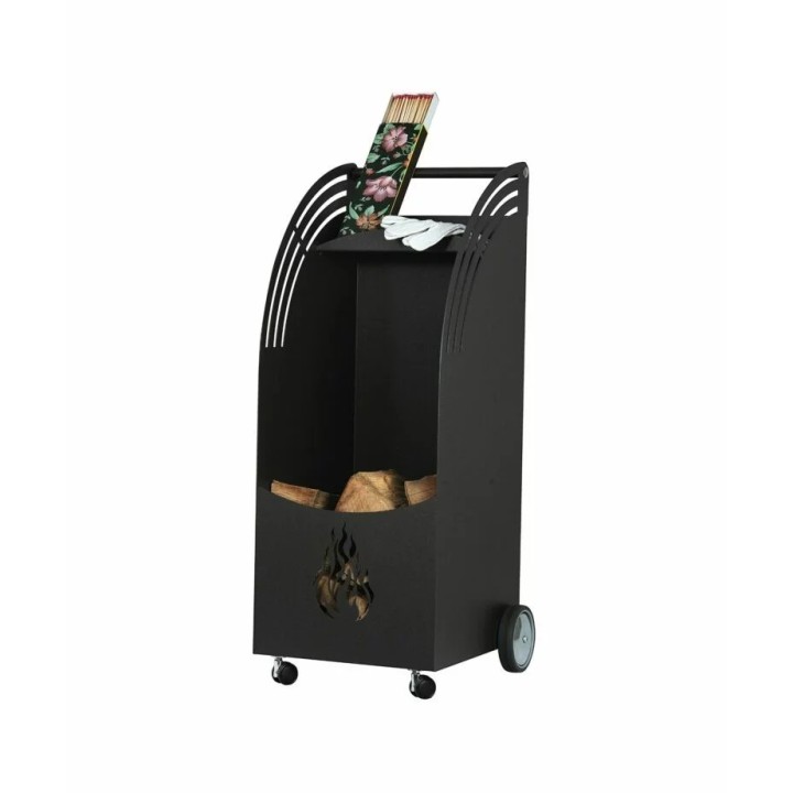 Porte bûche à roulettes noir CANOPUS - Réf 5650102