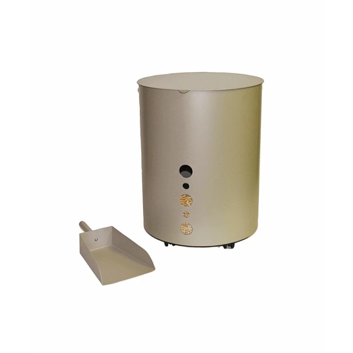 Coffre à pellet à roulettes beige ADHARA - Réf 5670154