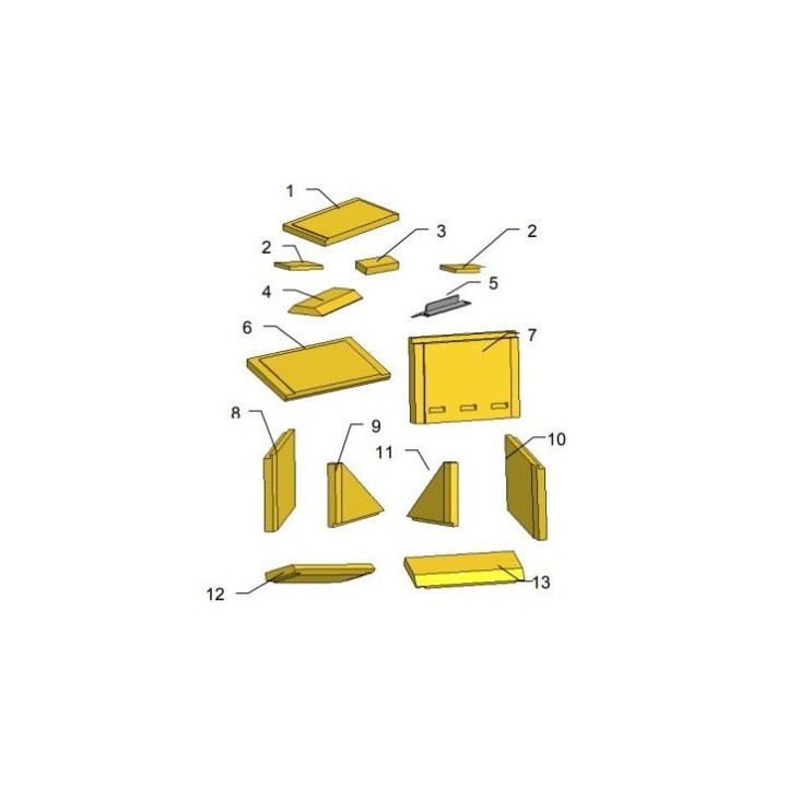 Kit chamottes complet (pièces 1 à 13 sauf 5) pour Poêle à bois Max Blank - Réf 303177-911