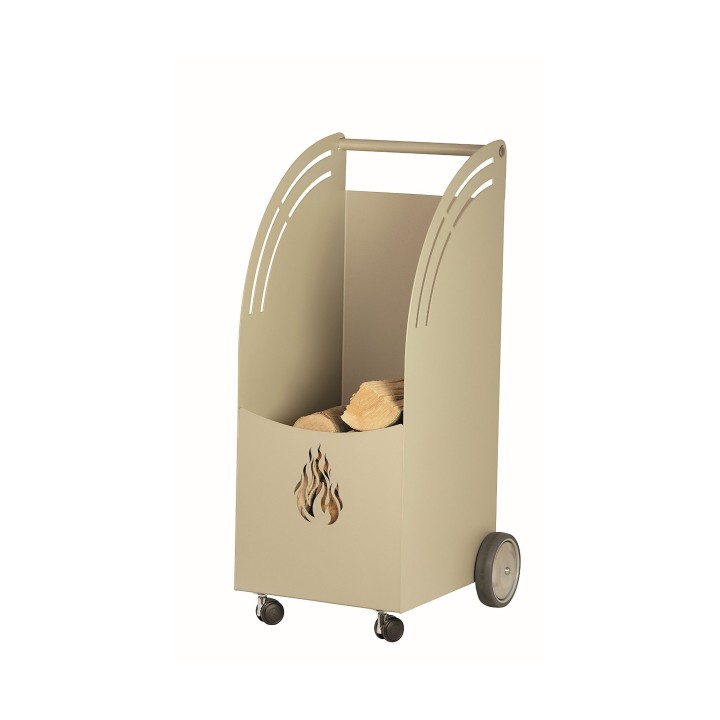Porte bûche à roulettes beige OKDA - Réf 5670101