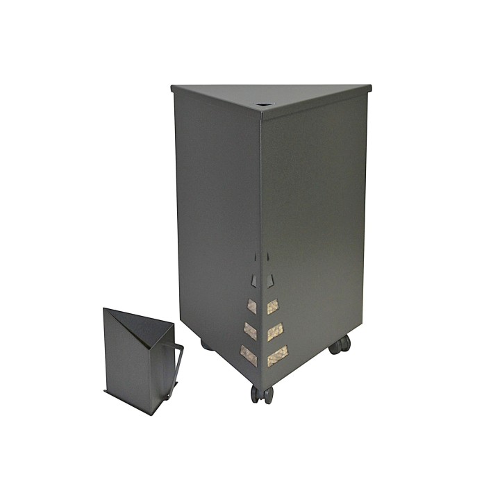 Coffre à pellet à roulettes avec pelle anthracite ORKA - Réf 5660157H50