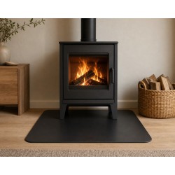 Plaque de sol carrée acier noir 60x60 cm pour poêle à bois