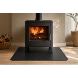 Plaque de sol carrée en acier noir 70 x 70 cm pour poêle à bois