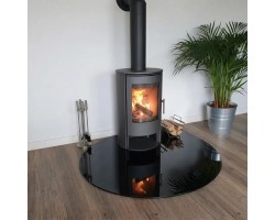 Plaque de Sol Goutte d'Eau Verre Trempé Laqué Noir - Ø 100 cm