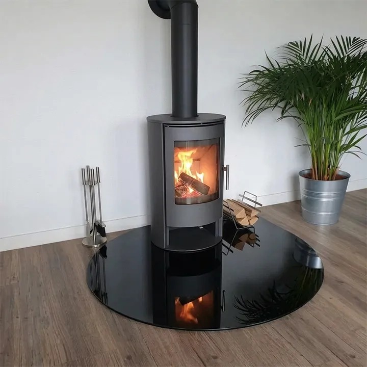 Plaque de Sol Goutte d'Eau Verre Trempé Laqué Noir - Ø 100 cm